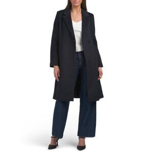 COLE HAAN Midnight Wool Blend Single Breasted Coat